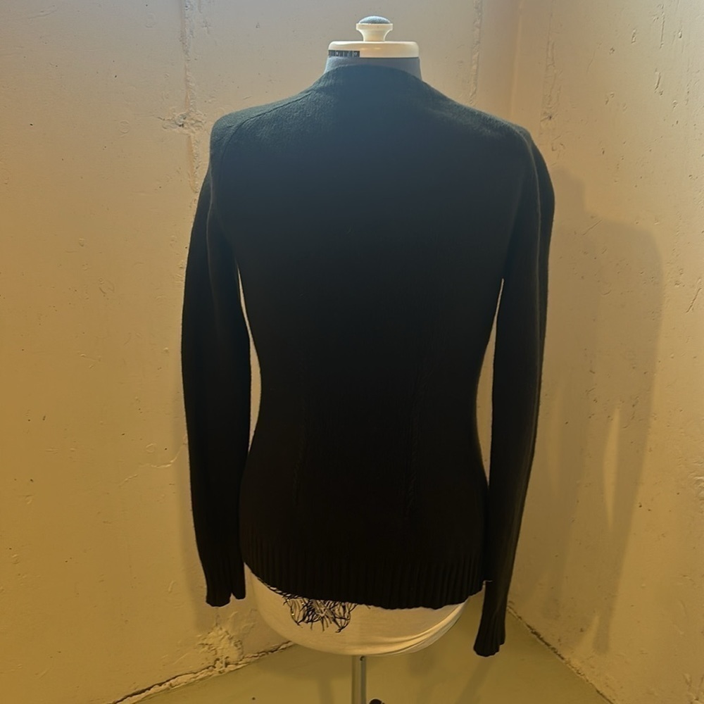 BCBG MaxAzria 100% wool olive drab green zip up sweater w ribbing design small - Picture 2 of 10